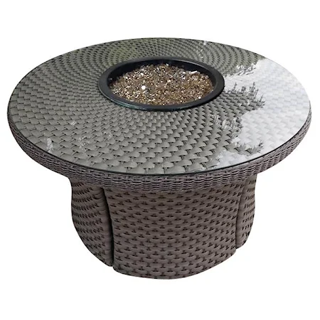 Standard Weave Woven Fire Table w/ Glass Top